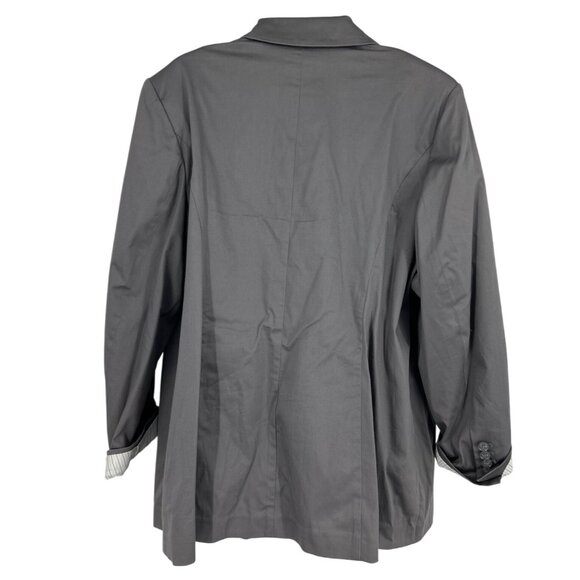 Lane Bryant Single-Button Striped Cuffs Gray Blazer Women's Size 22 - Picture 7 of 10